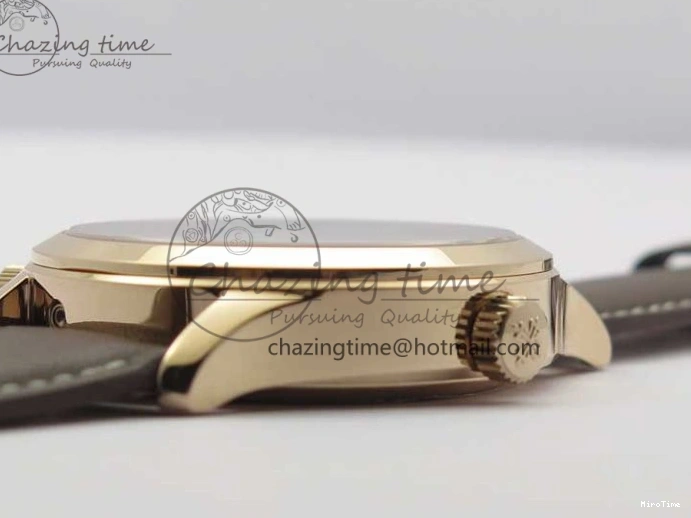 MIROTIME 0427 ZipUp Calatrava 5524R Pilot Travel Time RG GRF Brown Dial on Brown Leather Strap A324 V 7110